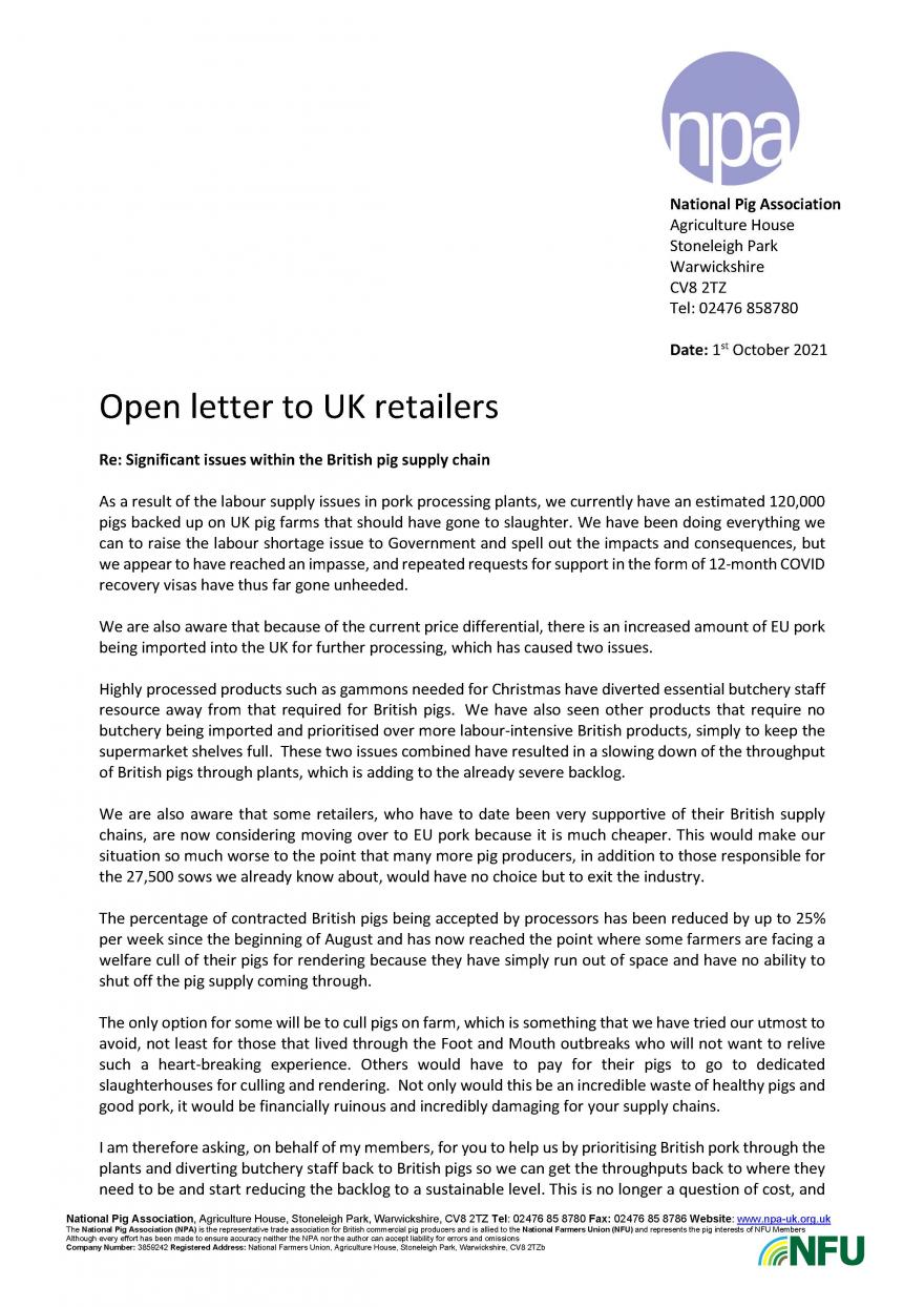 open letter to retailers